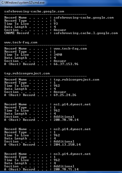 DNS Lookup using IPConfig DisplayDNS Command