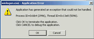 Winlogon Exe Error